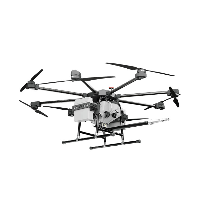 Industrial drone cleaning skyscraper at height